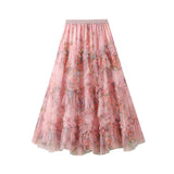 Splicing Color Flower Mesh Dress Dress Girl 2025 Spring Court Style Temperament Cake Skirt