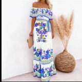 And Summer 2025 New Shoulder-To-Shoulder Red Flower Printing Long