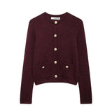 Autumn New Knitted Jersey Women's Round Collar Solid Color Loose Set