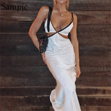 Stain Sexy Women Cut Out Summer Long Strap Club Bodycon Dress 2021 Ladies Fashion Party V Neck Backless Skinny