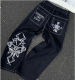 Wide-Legged Jeans Street Hip-Hop Personality Y2K Straight Casual Pants-Outfit