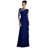 Spring And Summer Wish New Explosive Long Lace Perspective Round-Neck Sleeve Dress