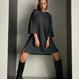 O Neck A-line Dresses Women 2021 Summer New 100% Cotton Soft Loose Long T Shirt Elegant Female Vacation Mini