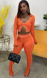 Party Knit Irregular Crop Top and Slit Bottom Legging