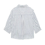 Spring Blended Striped Loose Casual Shirt 3035787-Outfit