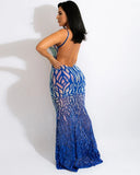 Sexy Squins Backless Straps Long