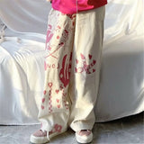 Cute Japan Cartoon Ins Pants Fashion Girl Harajuku Amine Pants Harajuku Casual Funny Straight Summer Kawaii High Street