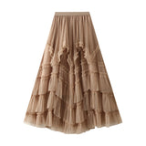 Half-Dress Summer 2025 New Irregular Mesh Dress With Thin High Waist Fluffy Cake Skirt