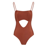 Solid-Color One-Piece Swimsuit Women 2025 New Hollow Swimsuit Two-Set Export