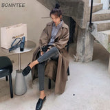 Trench Women All-match Spring Fashion Leisure Elegant Temperament Work Wear Aesthetic Retro Chic Tunic Outwear Popular