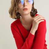 Sweater 2020 New V-neck Female Long-sleeved Knitted Pullover Jumper Pull Femme Clothes White Loose Thin Good