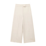 New Summer Style High Waist Shows Thin Solid Color Casual Fashion Wide Leg Trousers 9929026-Outfit
