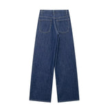 2025 New Women's Asymmetrical Double-Legged High-Waisted Denim Straight