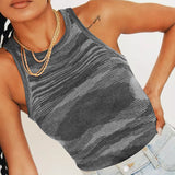 Knit Tank Tops Women Sleeveless Y2K Crop T Shirts Casual Summer Off Shoulder Top Tie Dye Cute T-Shirts O Neck Vintage