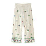 Summer Flower Embroidered Baggy Shirt 3444460 Trousers 2882460-Outfit