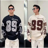 and winter new digital pattern sweater men casual lazy loose in couple high street retro sweater-Outfit