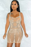 Party Beaded Wide Strap Mini Bodycon