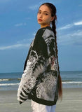 Casual Black Print O-Neck Long Sleeve Loose