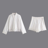 Crochet Knitted Shirt Crochet Shorts In Summer-Outfit