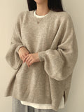 plain oversize sweater with slit