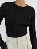 Collar Knitted Sweater Long-Sleeved Pit Strip Bottom Shirt Solid Color Tight Autumn And Winter Top