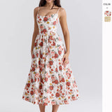 Summer Women's New Sweet And Spicy Wind Flower Long Dresses With Hanging