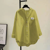 New Shirt Women Long Sleeve Simple Korean Version Of The Loose Fashion Double Pocket Outside The Shirt Shirt