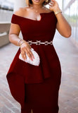 Off Shoulder Formal Slit Midi