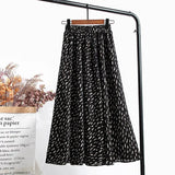 Summer Chiffon Beach Boho Maxi Women Skirt High Waist Floral Print Vintage Holiday Ruched Long Fashion Skirts