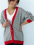 Casual Line With Print V Neck Long Sleeve Cardigan