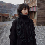 2022 Spring Winter Woman Personality Stylish Dreadlocks Tassels Knitting Keep Warm Two Wear Methods Hat All Match