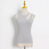 Sexy Slim Tees Tops For Women O Neck Sleeveless Cut Out Skinny Short Vests Female 2021 Summer Fashion Clothing