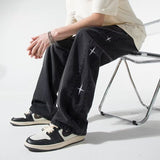 Industry Embroidered Jeans Men's Spring And Summer Trend Hop Hop Trousers Hip-Hop Loose Broad-Legged