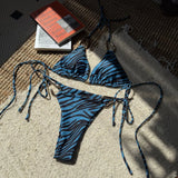 2025 New Zebra-Print Metal Accessories Sexy Suspension Swimsuit