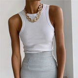 Tops Women Yellow Casual Vest Sleeveless Camis Shoulder Women's Tank Top Ribbed Knitted Tops Summer Woman Shirts Tank Top-Outfit