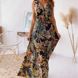 Station Wish Popular Style 2023 Summer Dress New Printed Bare-Back Strapped Dress-Outfit