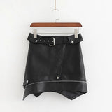 Leather Women Mini Skirt Black PU Belt Zipper Short Bottoms High Waist Female Skirts 2020 Autumn New Fashion Ladies