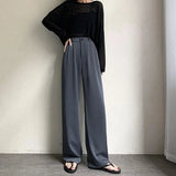 silk wide-legged pants female summer show thin thin section of tall waist drape leisure pants suit pants straight wide