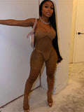 Summer Bodycon Sexy Rompers Women Jumpsuit Sleeveless See Though Rompers Playsuits Black One Piece Outfit Jumpsuit