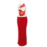 2025 Spring And Summer Women's New Seaside Vacation Wind Hanging Neck Vest Sexy Hip Skirt