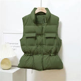 Light Winter Vest Women Short Bodywarmer Windproof Lightweight Outerwear Black Gilets Female White Sleeveless