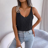 Shooting 2025 Spring And Summer Leisure V Collar Jasmine Hollow Blouse Holiday Knitted Shirt Women's