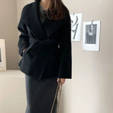 Chic Autumn And Winter Retro Temperament Feel Big Collar Hair Coat With Small