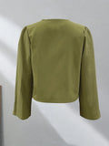 Women's Long-Sleeved V Tie With Solid Color Temperament Commuter Shirt