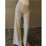 High-End Micro-Sleeking Casual Pants Women 2025 Spring New Slim Slim High Waist Loose Straight Broad Leg