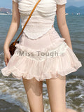 Lace Sweet Skirts Women Designer Patchwork Cute Mini Skirts Female Korean Fashion Ruffle Flounce Kawaii Party Skirts
