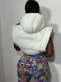Sleeveless Strings Hoody Padded Vest