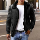 Fur One T-Shirt Station Winter Warm Jacket Coat Imitation Leather Velvet Men's