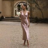 Women's New Sexy Deep V Bareback Fashion Long Skirt Hanging Dress Dress