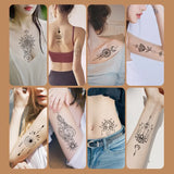 Black Geometric Figure Fake Tattoo Stickers for Men Women Wrist Arm Body Art Waterproof Flower Temporary Tattos Sexy